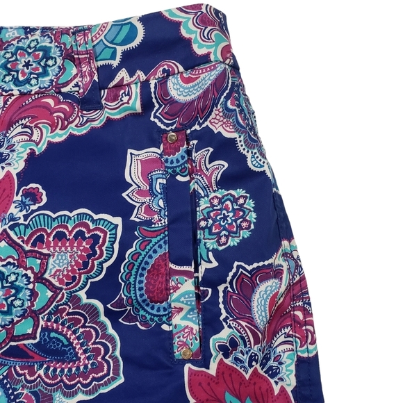 Chicos Luxe Floral Paisley Print Utility Cropped Pants Sz 1 US 8 Medium Stretchy - Picture 7 of 16